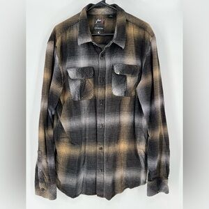 REVOLUTION‎ NWOT SOFT COTTON FLANNEL BUTTON DOWN IN EARTH TONES